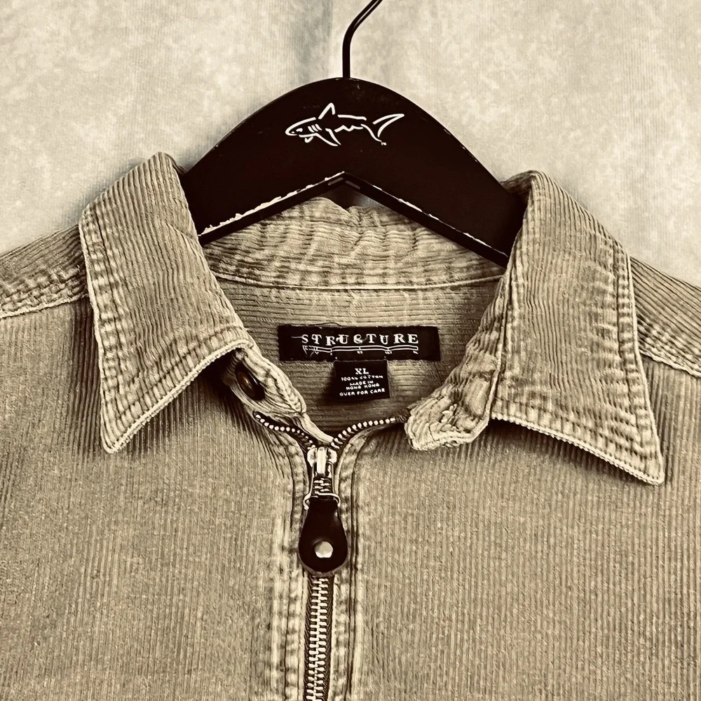 Structure Men's Corduroy Gray Quarter Zip Pull Over